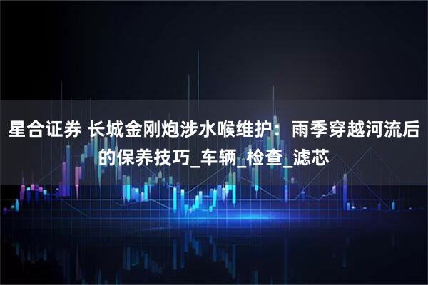 星合证券 长城金刚炮涉水喉维护：雨季穿越河流后的保养技巧_车辆_检查_滤芯