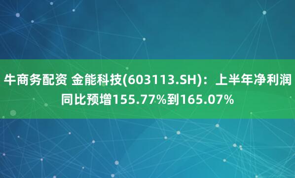 牛商务配资 金能科技(603113.SH)：上半年净利润同比预增155.77%到165.07%