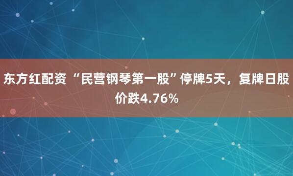 东方红配资 “民营钢琴第一股”停牌5天，复牌日股价跌4.76%